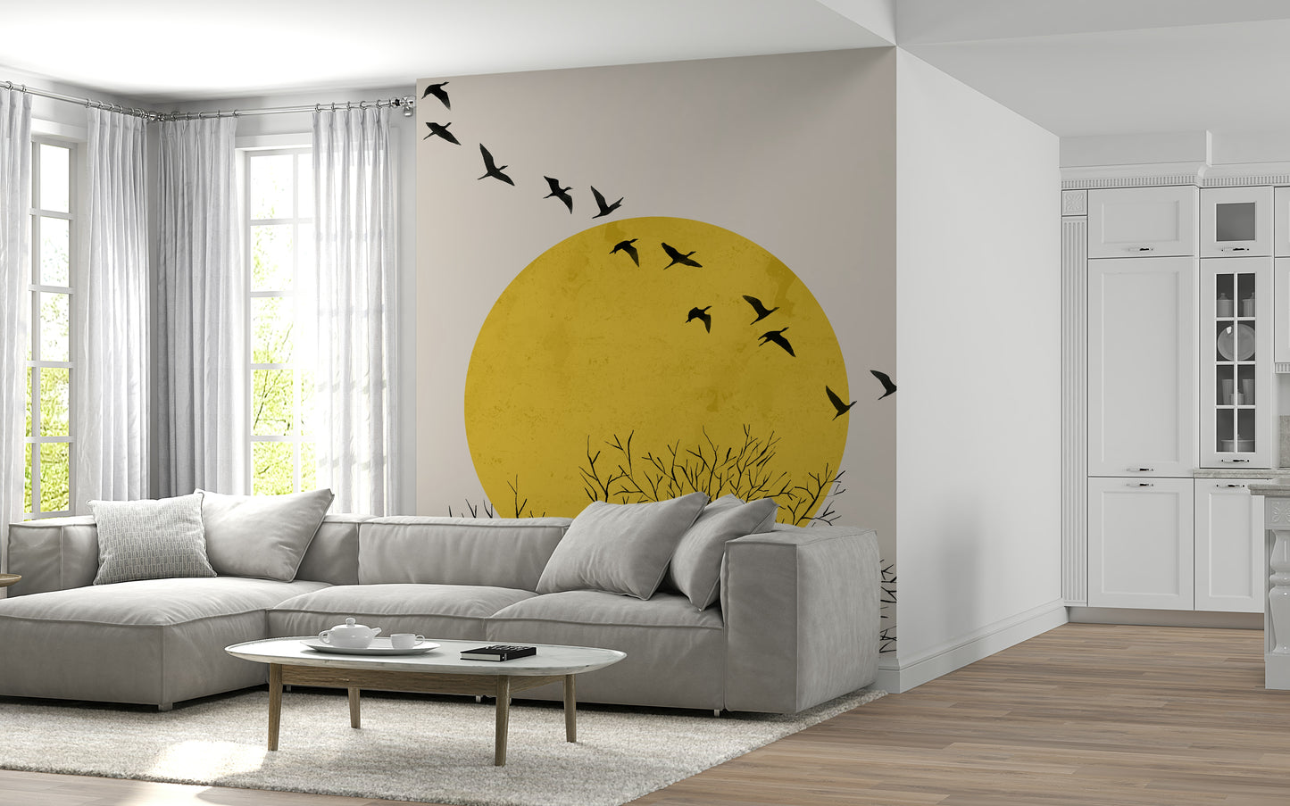 Birds at Sunrise Wall Mural