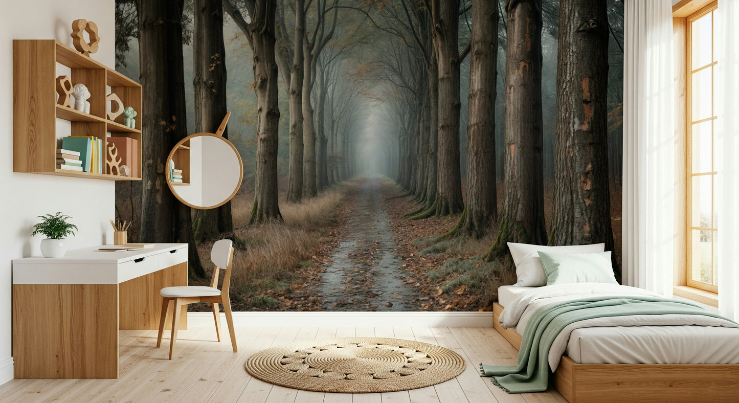 Misty Forest Path Wall Mural
