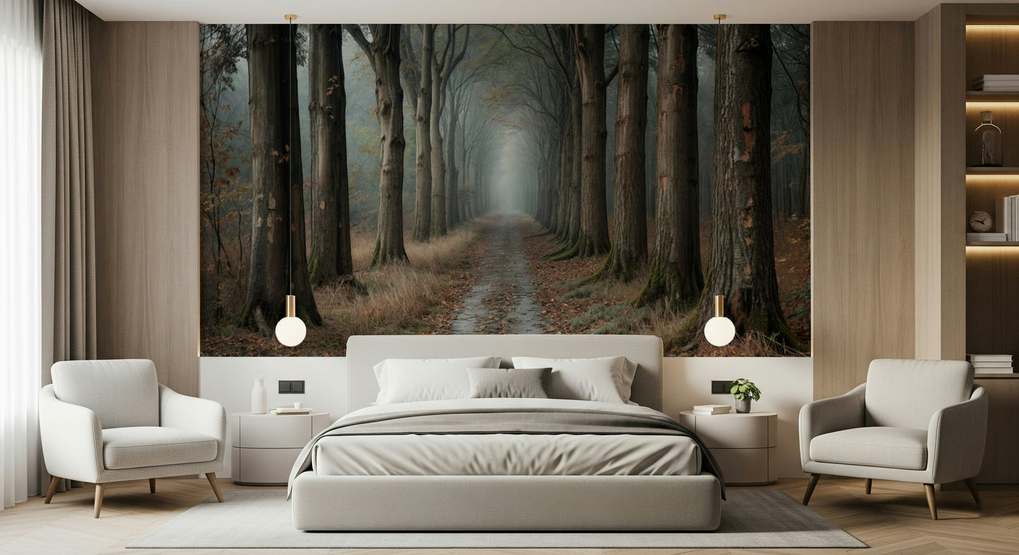 Misty Forest Path Wall Mural