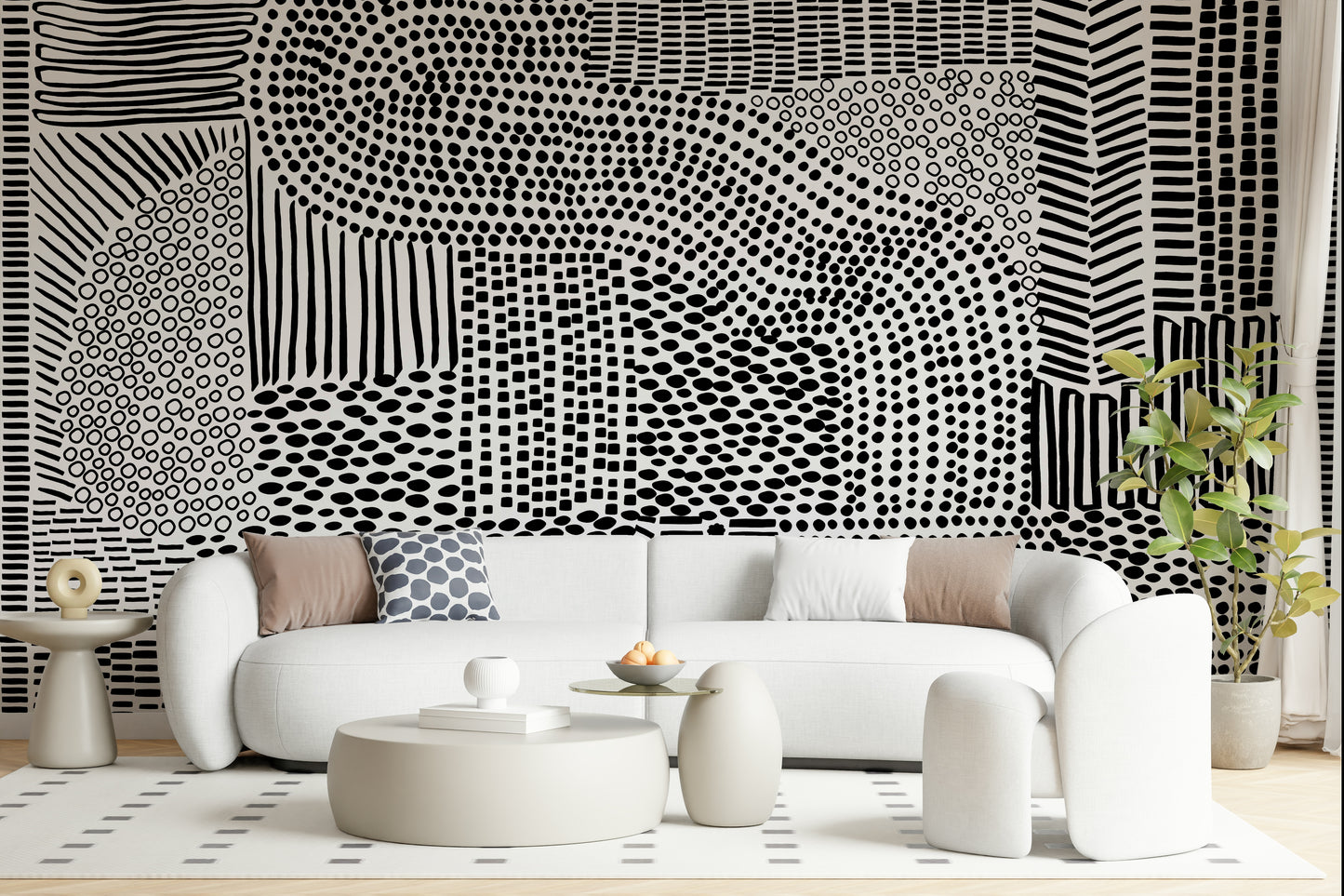 Black And White Maze Wall Mural
