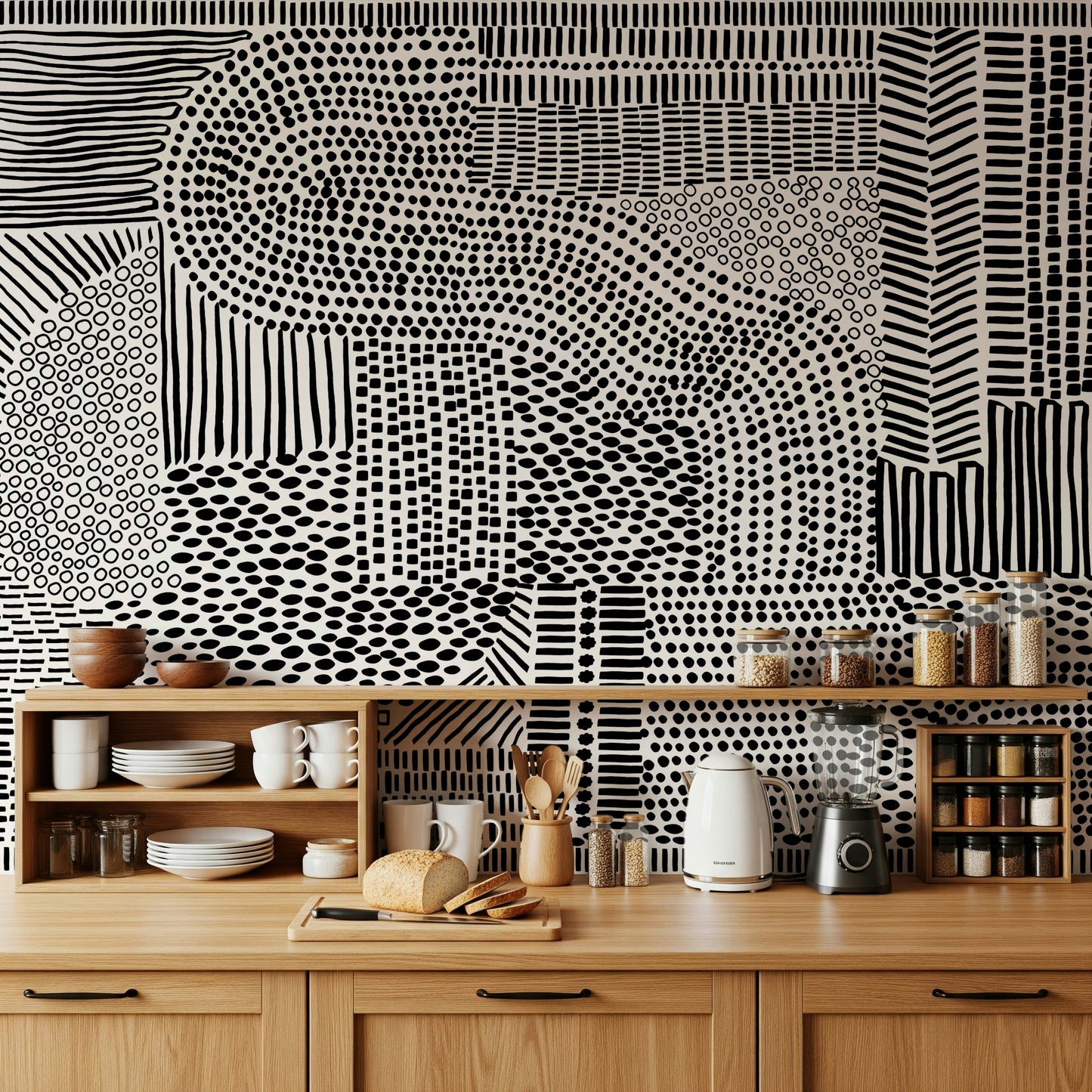 Black And White Maze Wall Mural