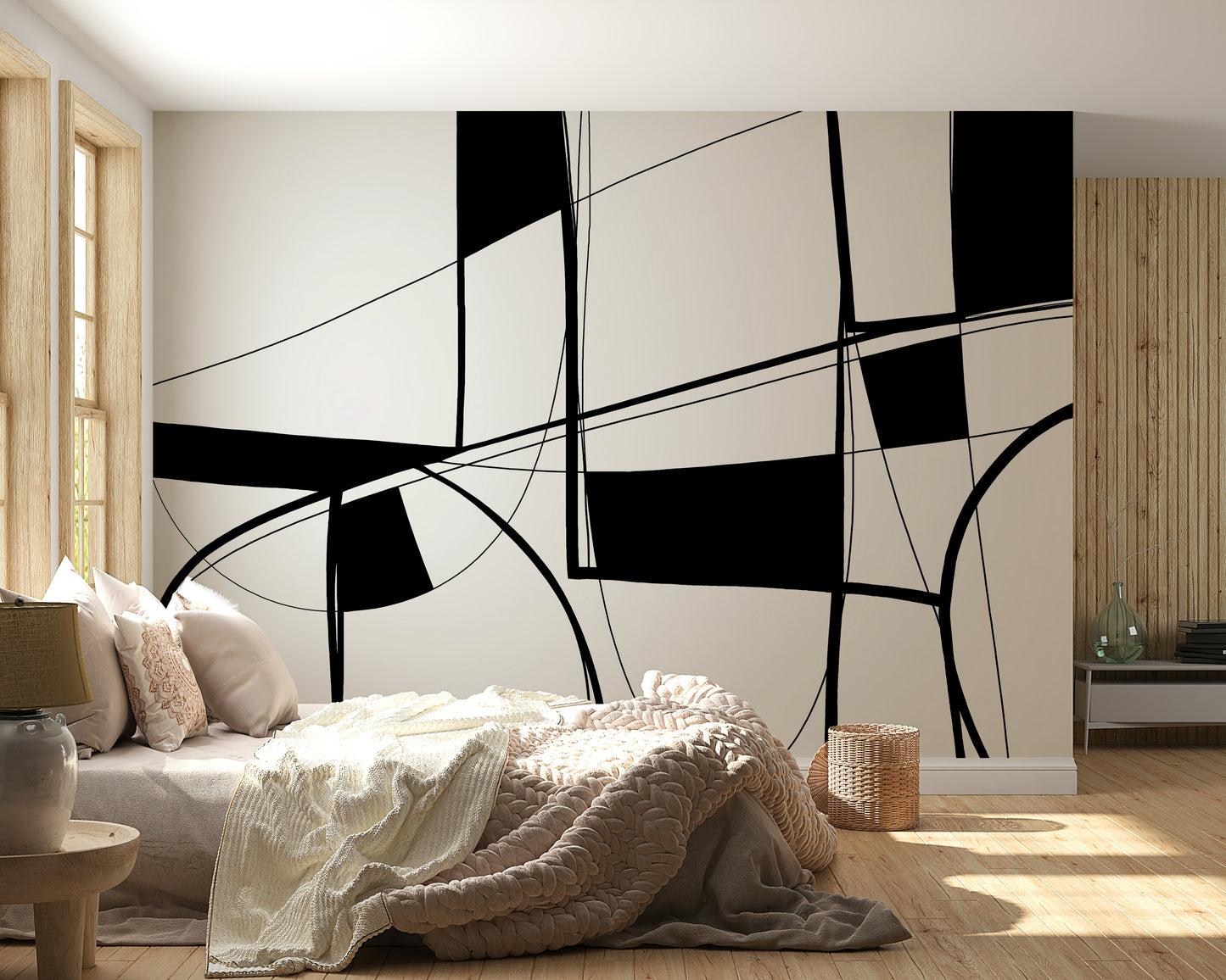 Abstract Noir Lines Wall Mural