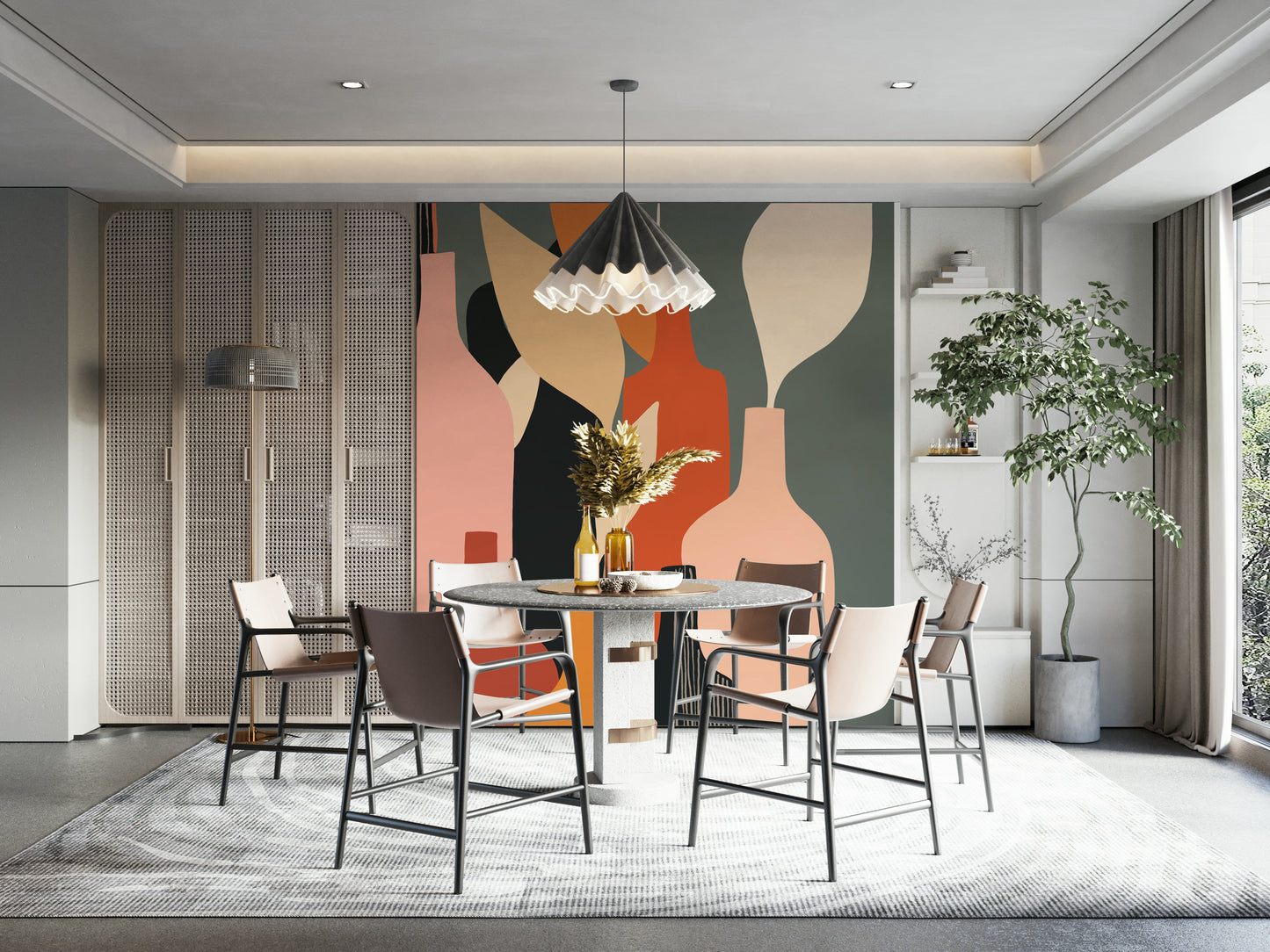 Earthy Hues Bottle Decor Wall Mural