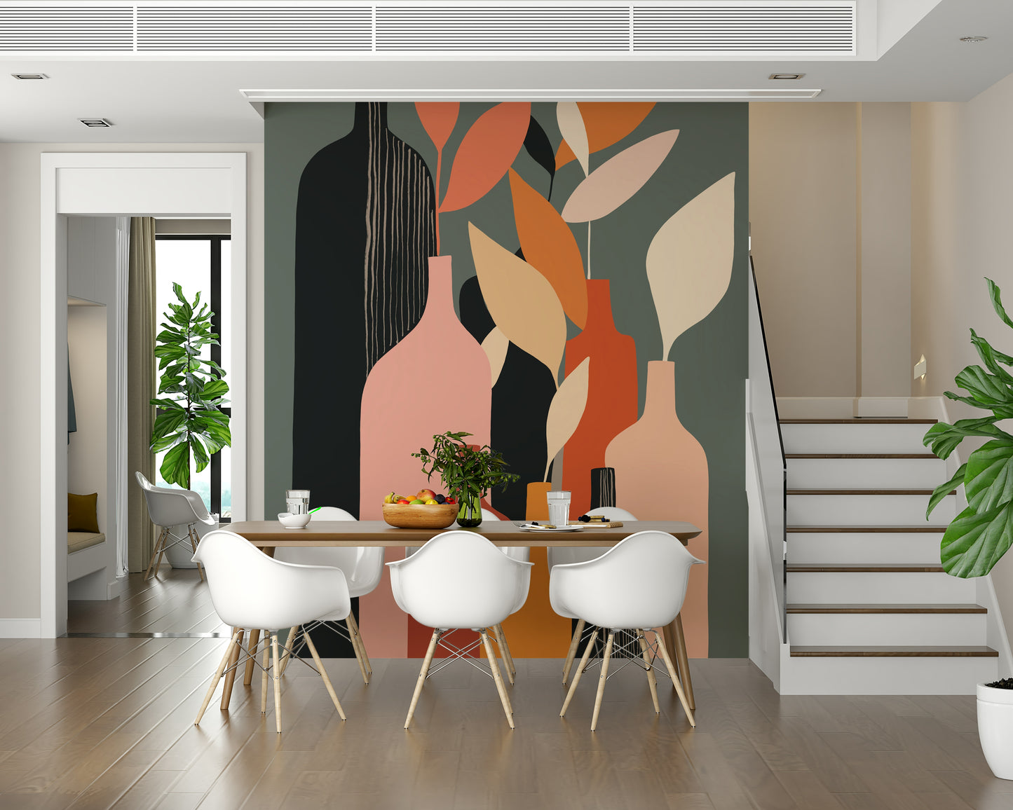 Earthy Hues Bottle Decor Wall Mural
