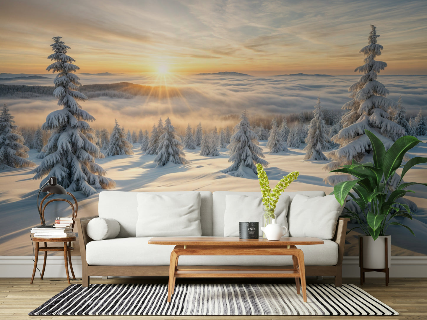 Golden Winter Woods Wall Mural