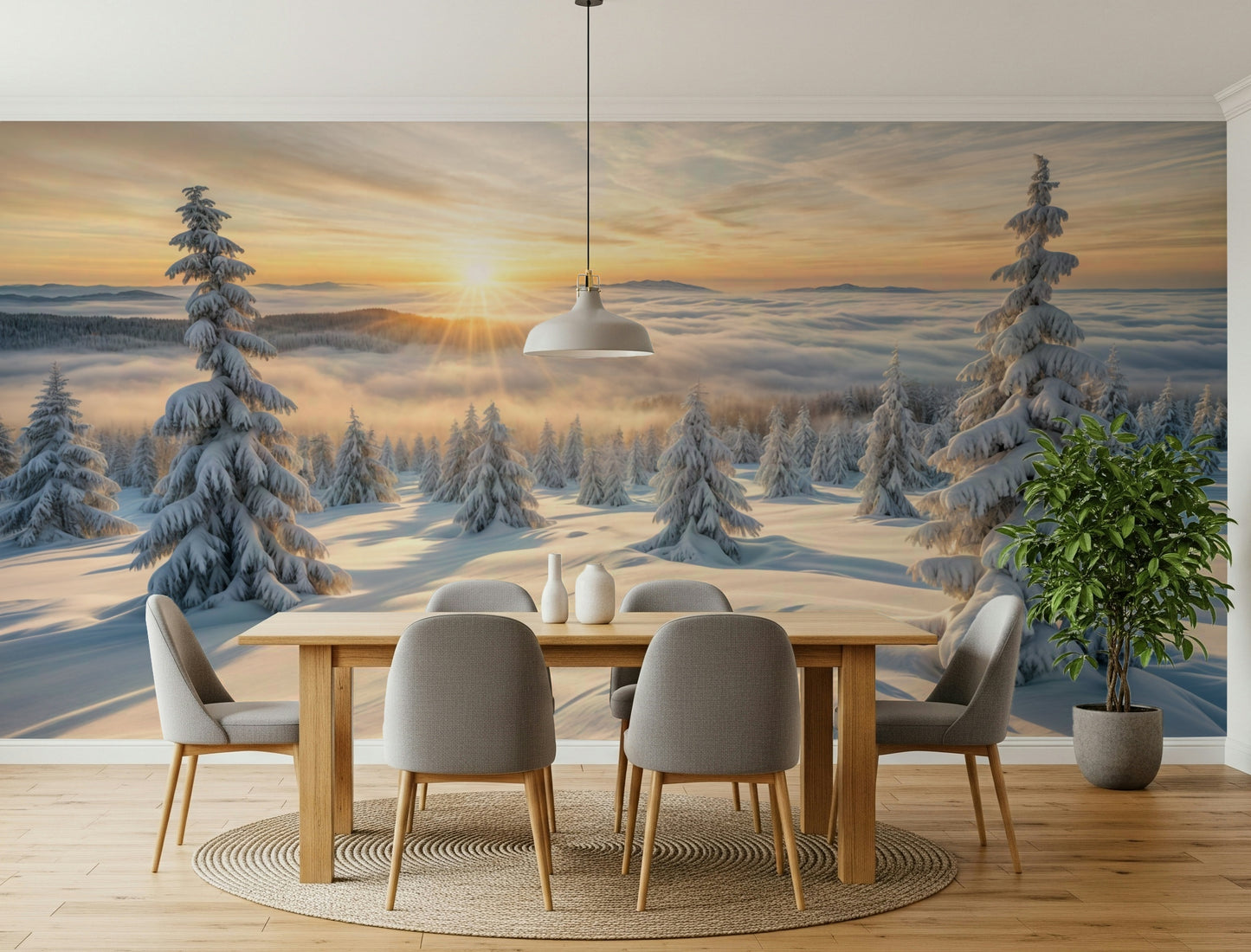Golden Winter Woods Wall Mural