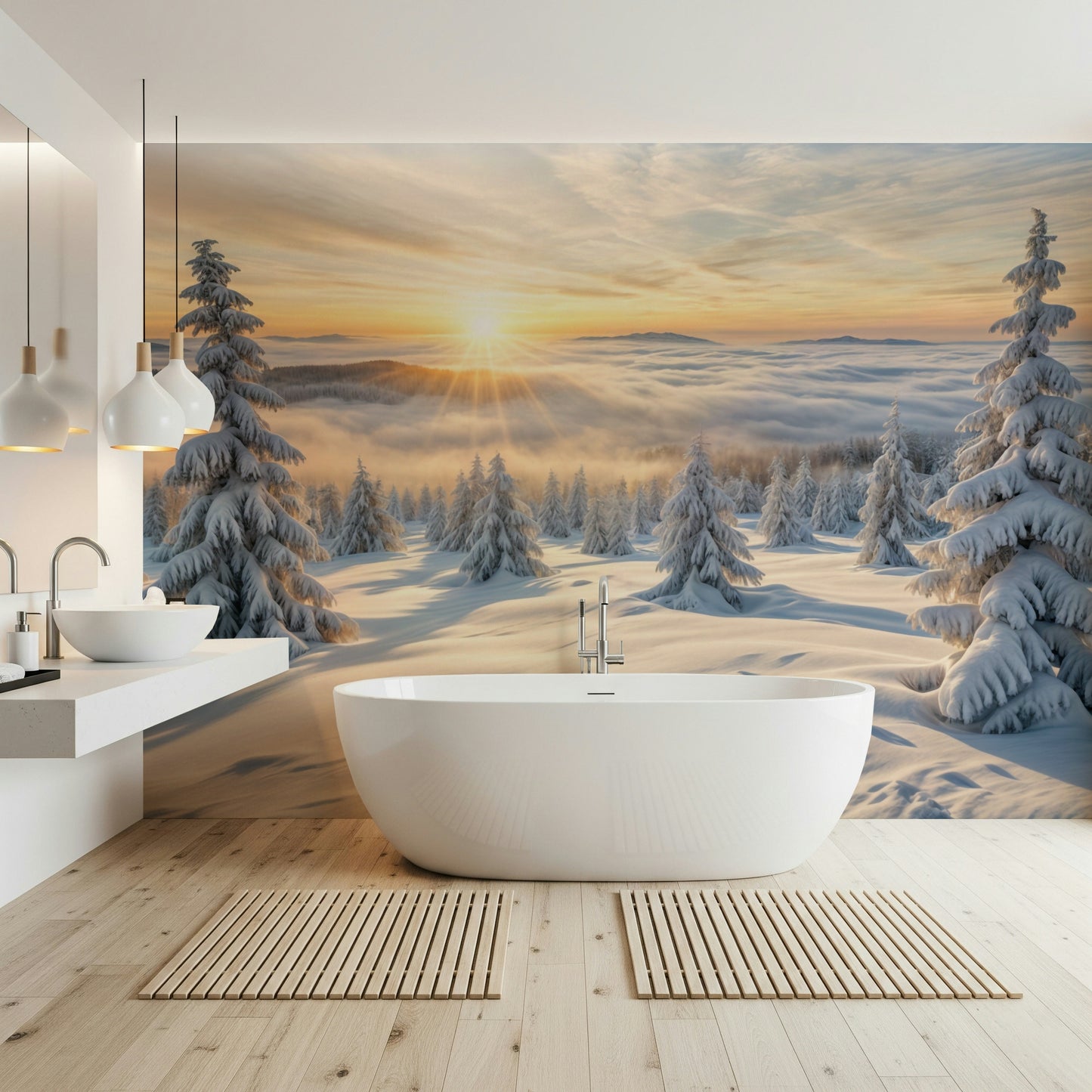 Golden Winter Woods Wall Mural