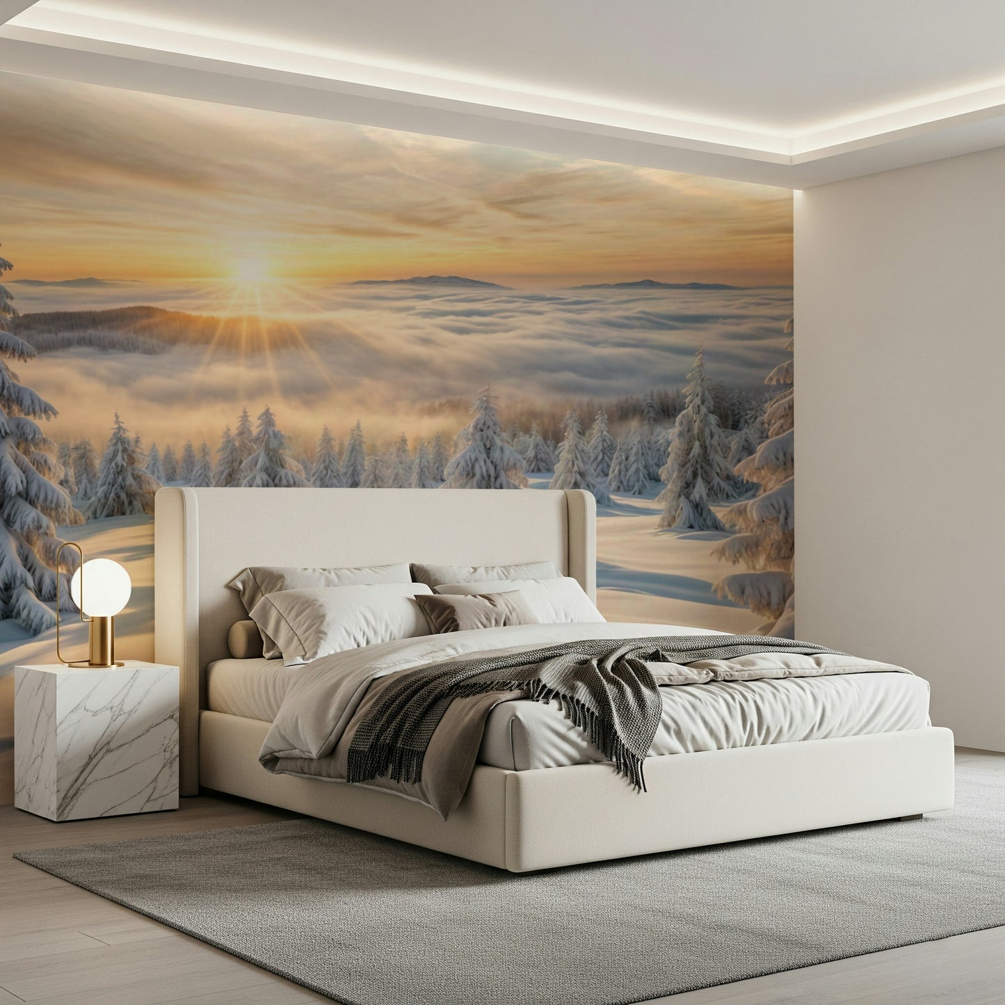 Golden Winter Woods Wall Mural