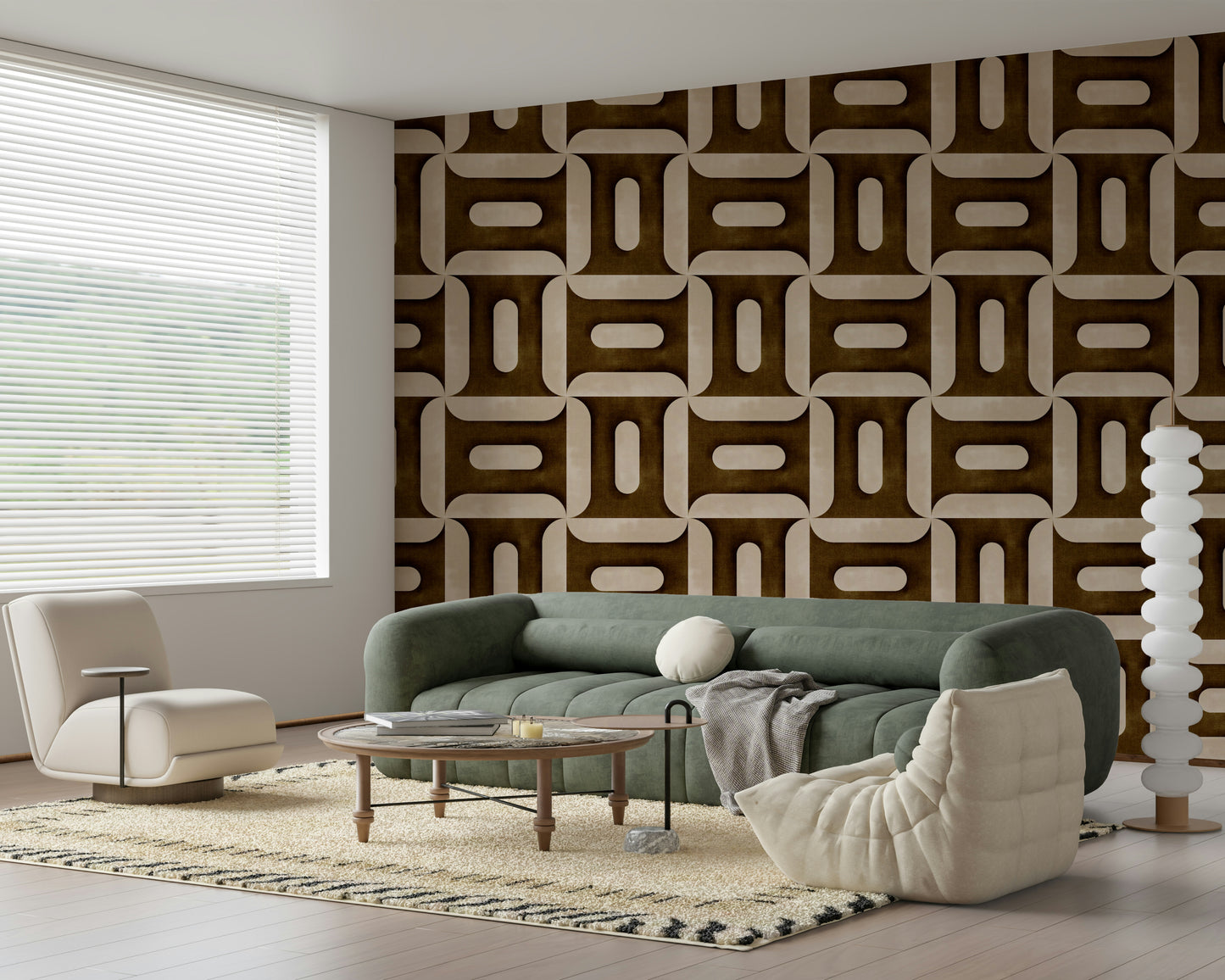 Modern Textured Geometries Umber Wallpaper⁠