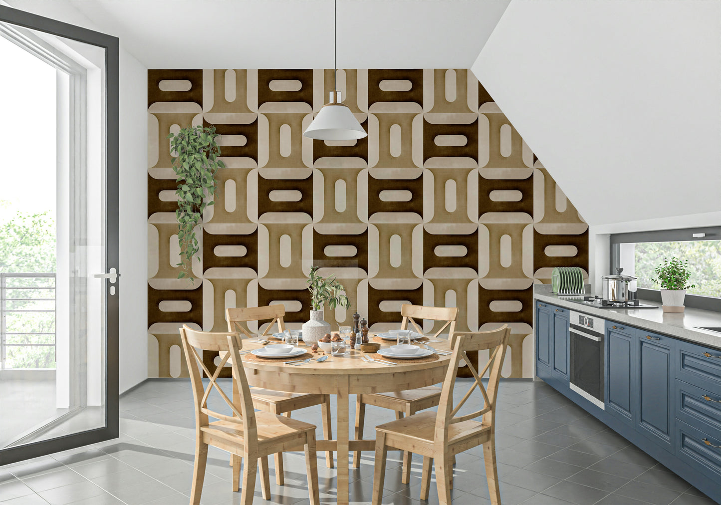 Modern Textured Geometries Earthy Wallpaper⁠