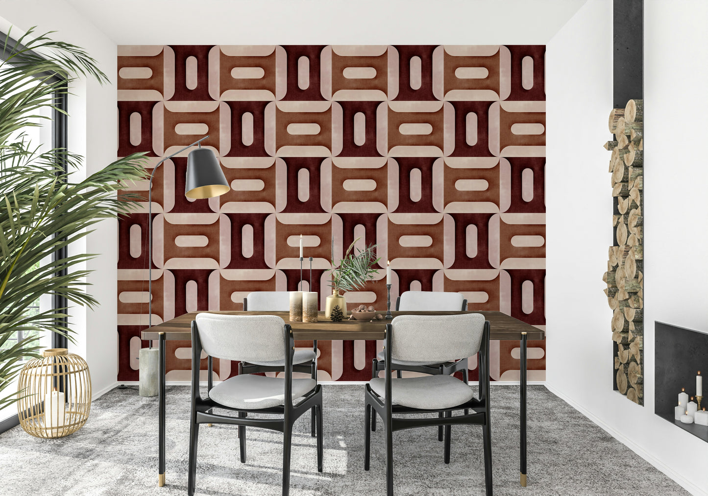 Modern Textured Geometries Clay Wallpaper⁠