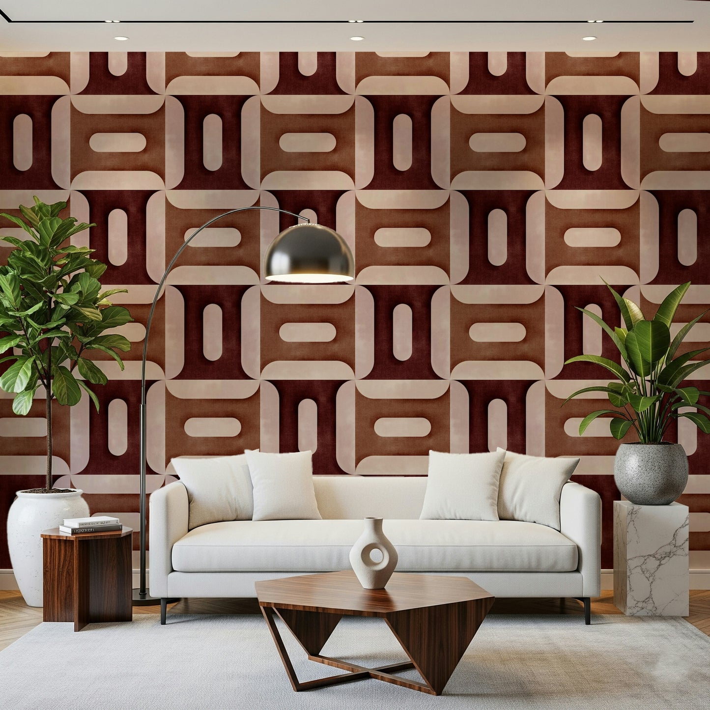 Modern Textured Geometries Clay Wallpaper⁠