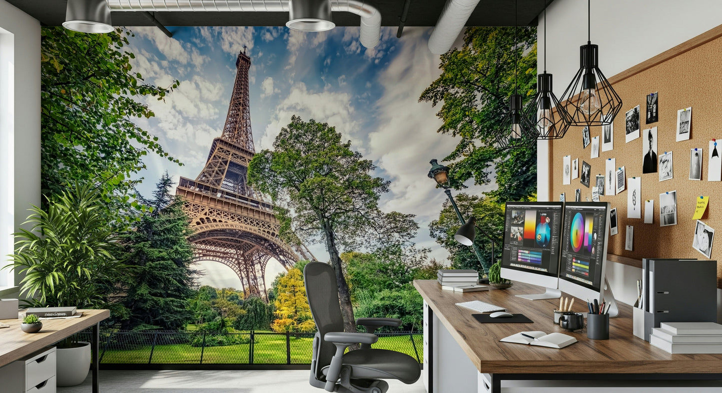 Eiffel Tower Greens Wall Mural