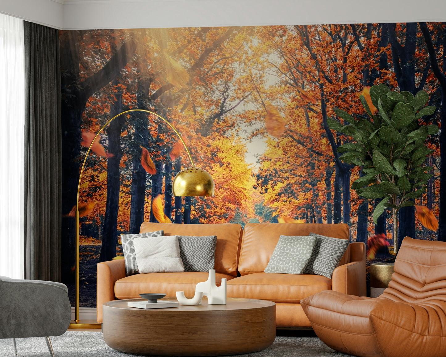 Autumn's Golden Path Wall Mural