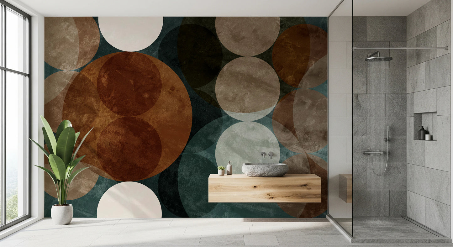 Orbital Harmony in Earthy Colors Wall Mural