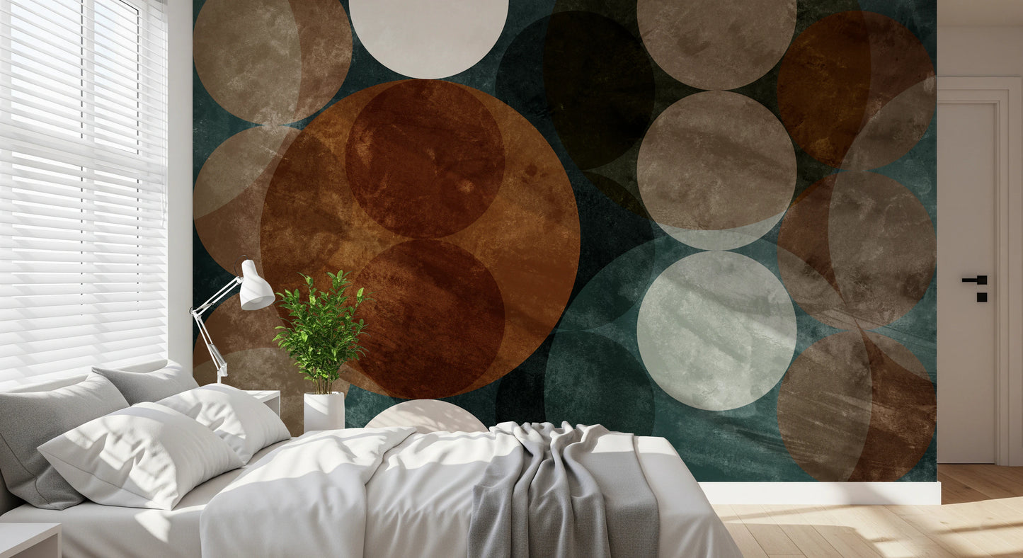 Orbital Harmony in Earthy Colors Wall Mural