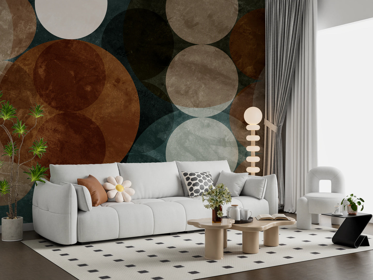 Orbital Harmony in Earthy Colors Wall Mural