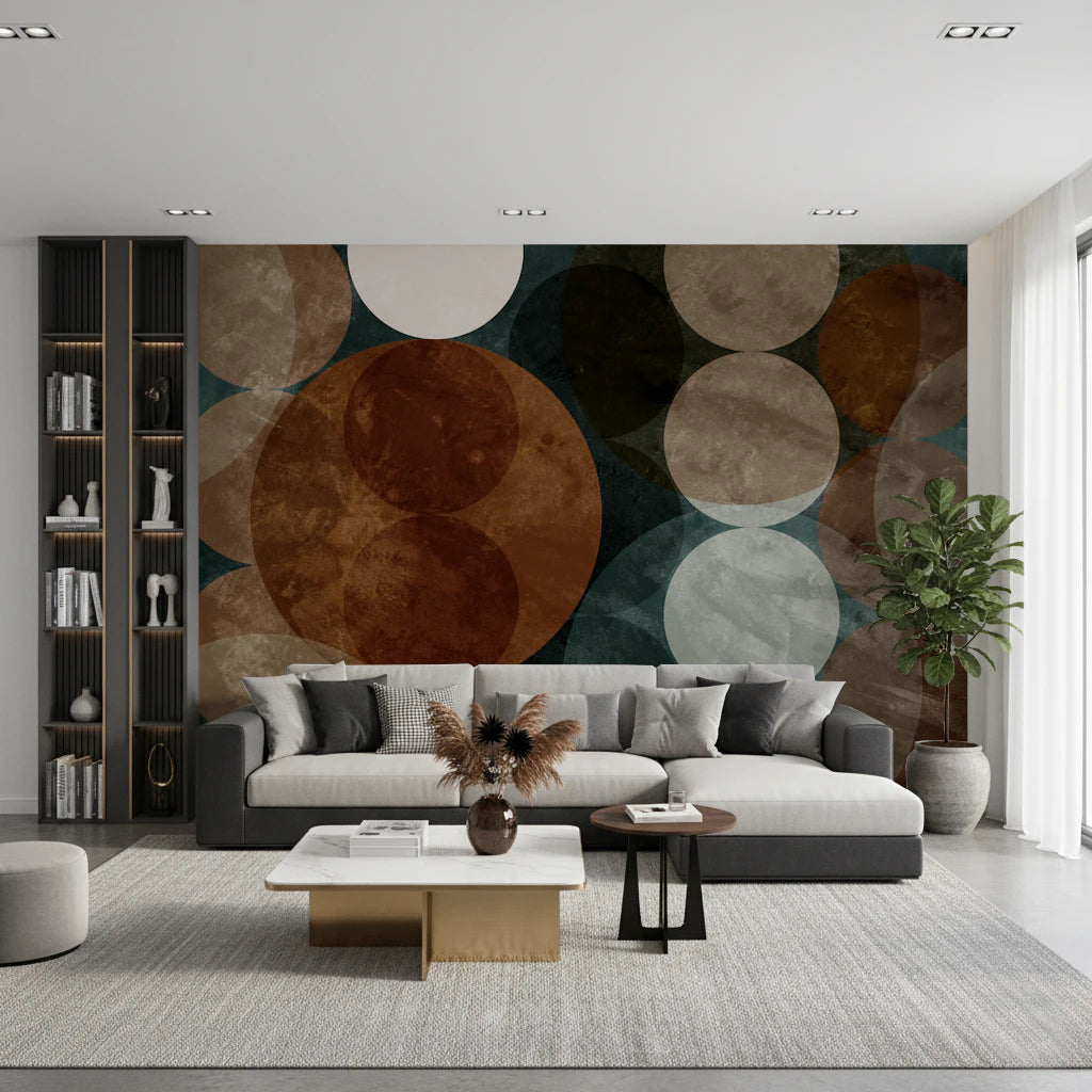 Orbital Harmony in Earthy Colors Wall Mural