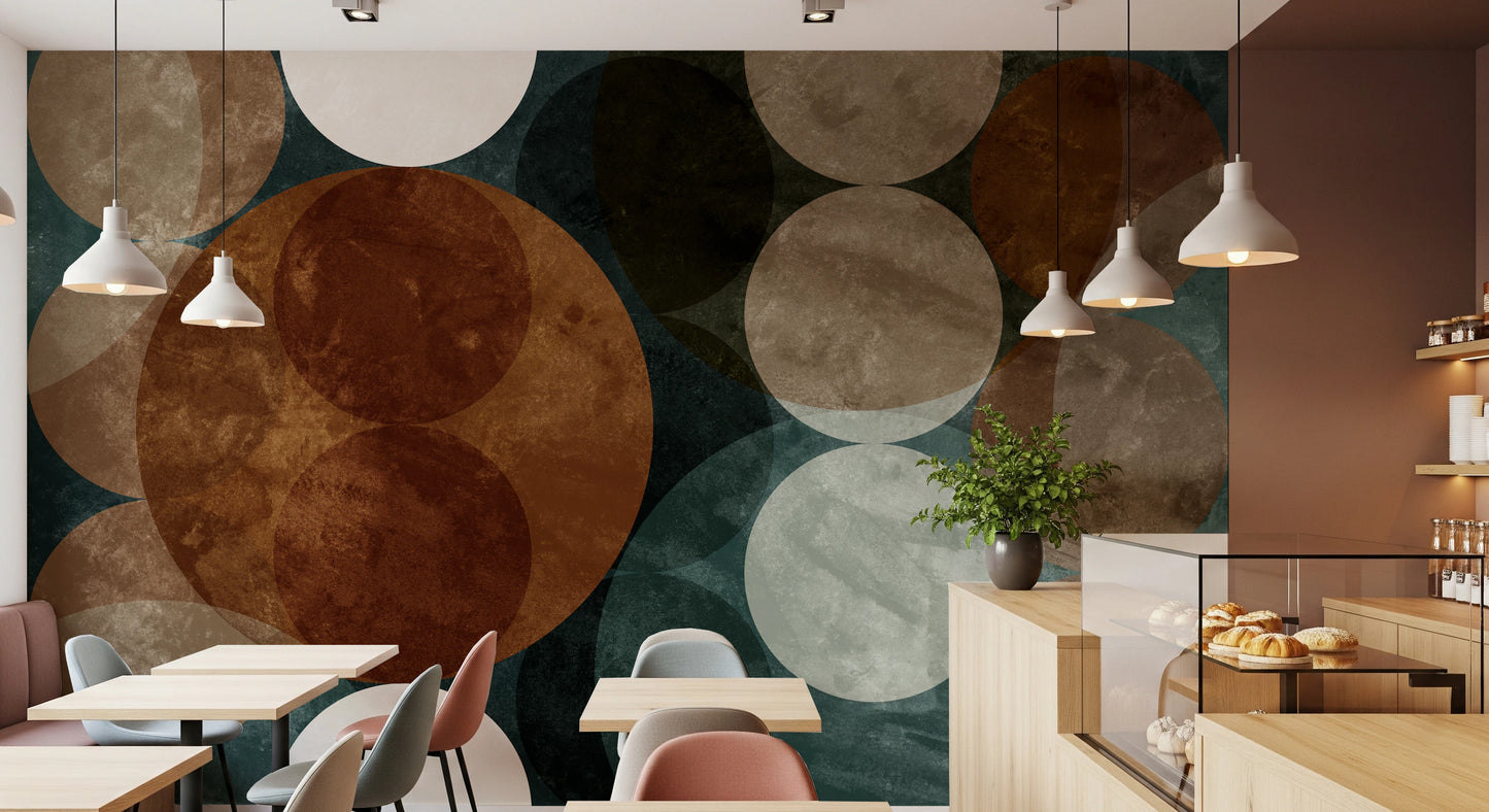 Orbital Harmony in Earthy Colors Wall Mural