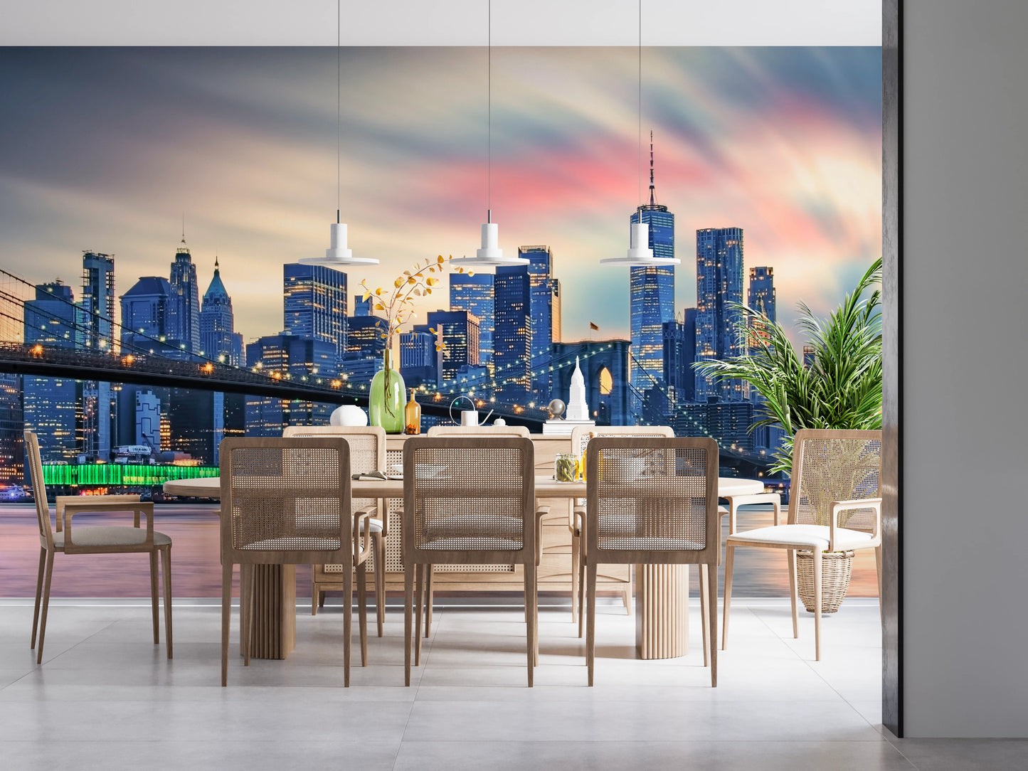 Manhattan City Lights  Wall Mural