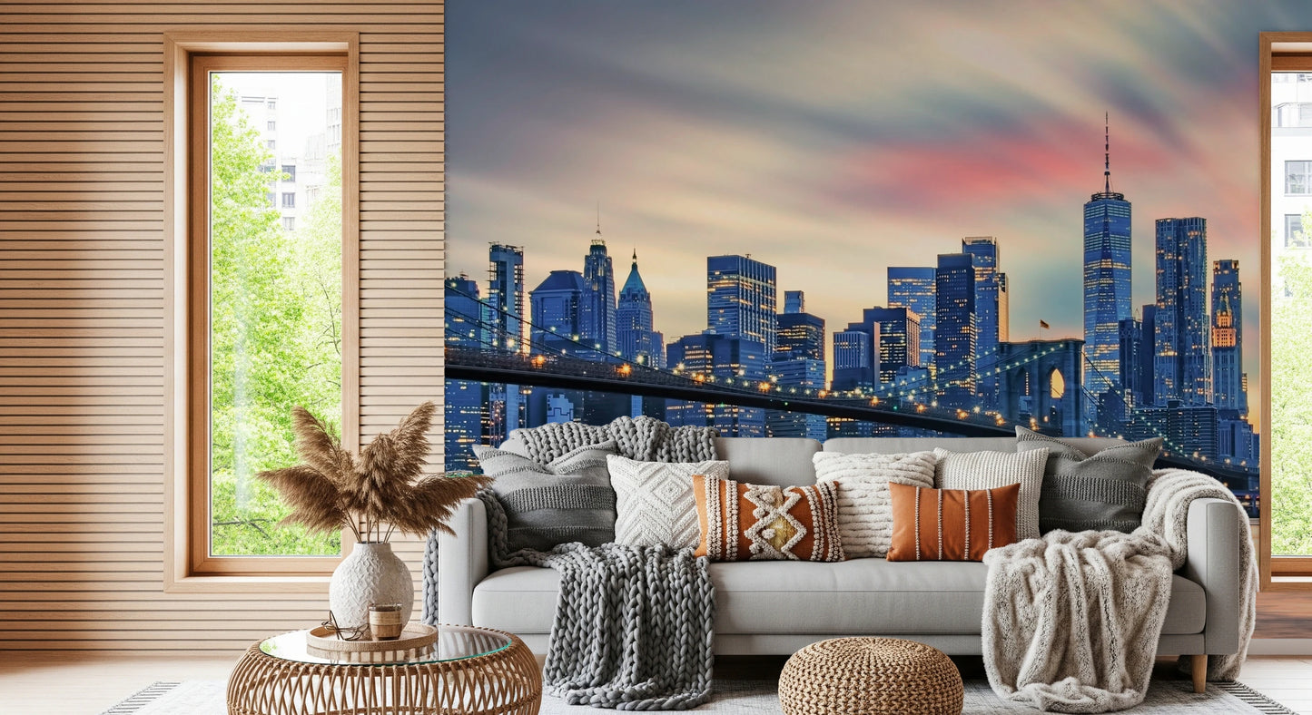 Manhattan City Lights  Wall Mural