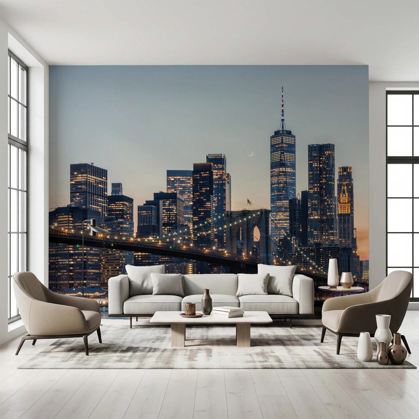 NYC Skyline at Twilight Wall Mural