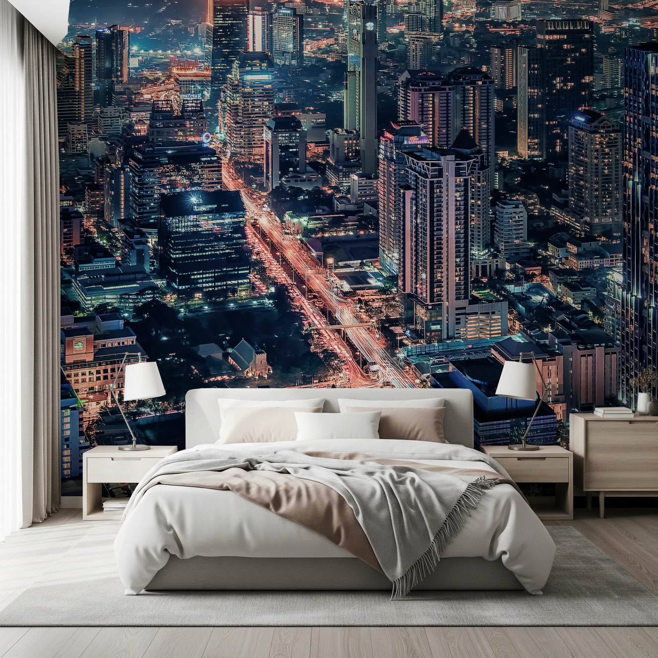 Cityscape Night Wall Mural