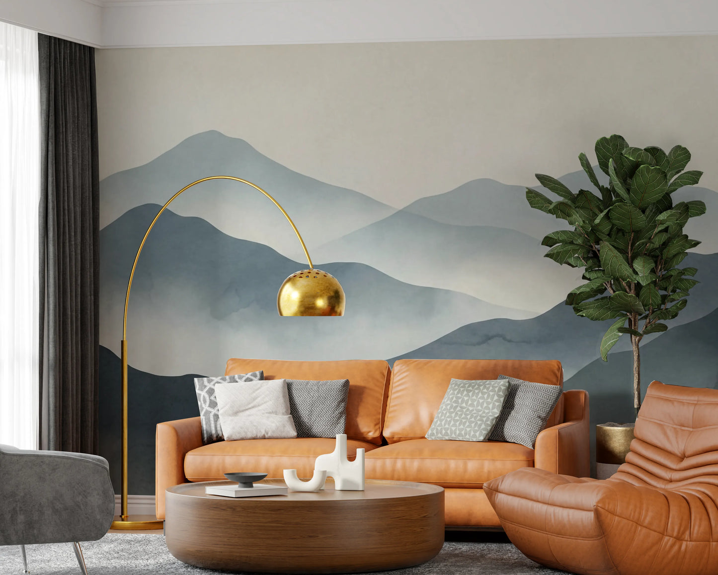 Misty Mountain Haze Wall Mural