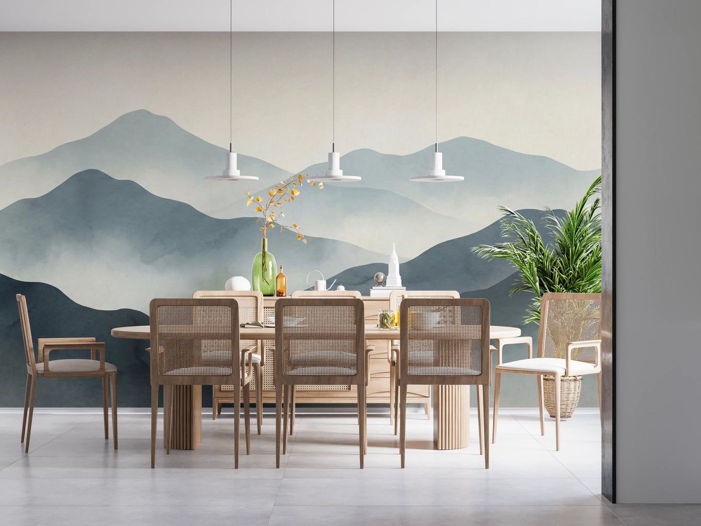 Misty Mountain Haze Wall Mural