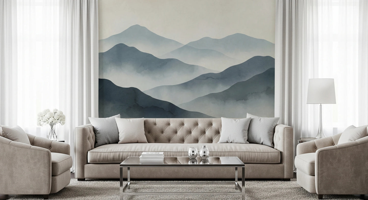 Misty Mountain Haze Wall Mural