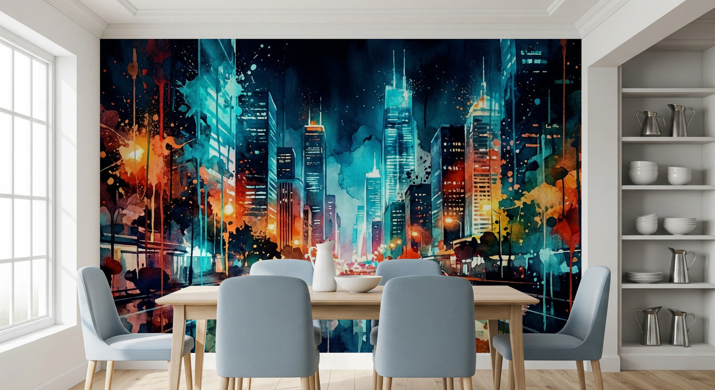 Urban Watercolor Wall Mural