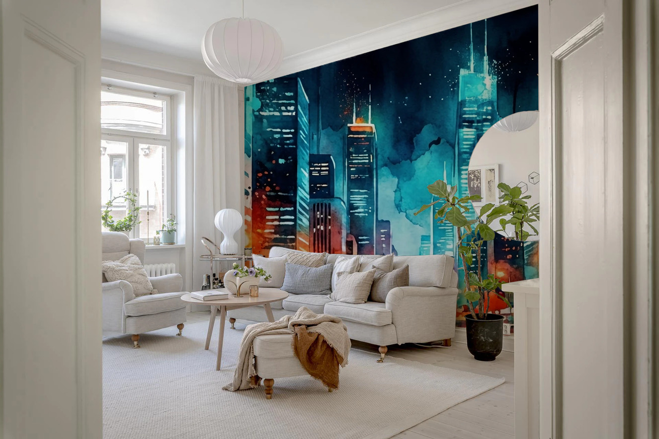 Urban Watercolor Wall Mural