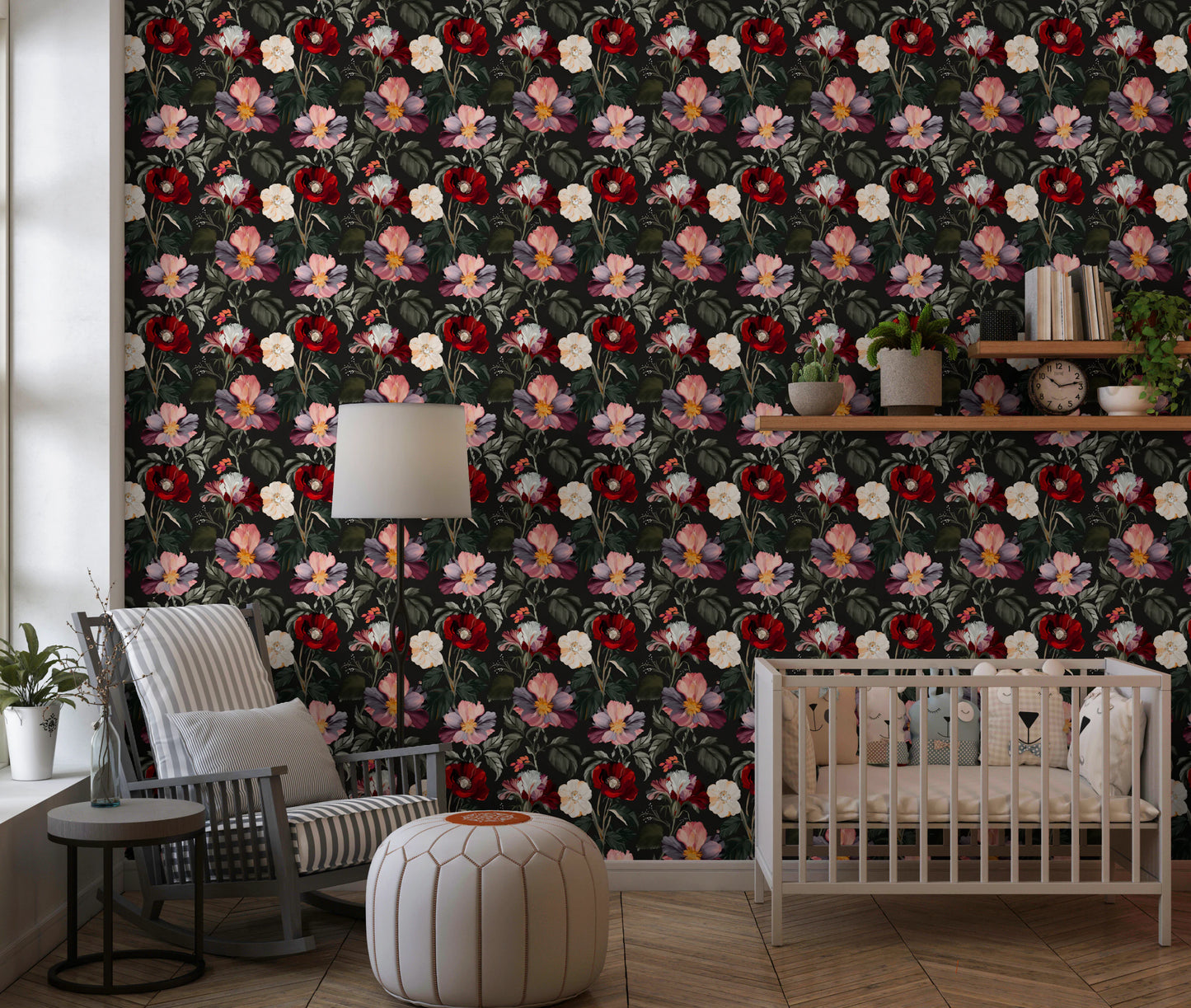 Dark Romance Floral Pattern Wallpaper⁠