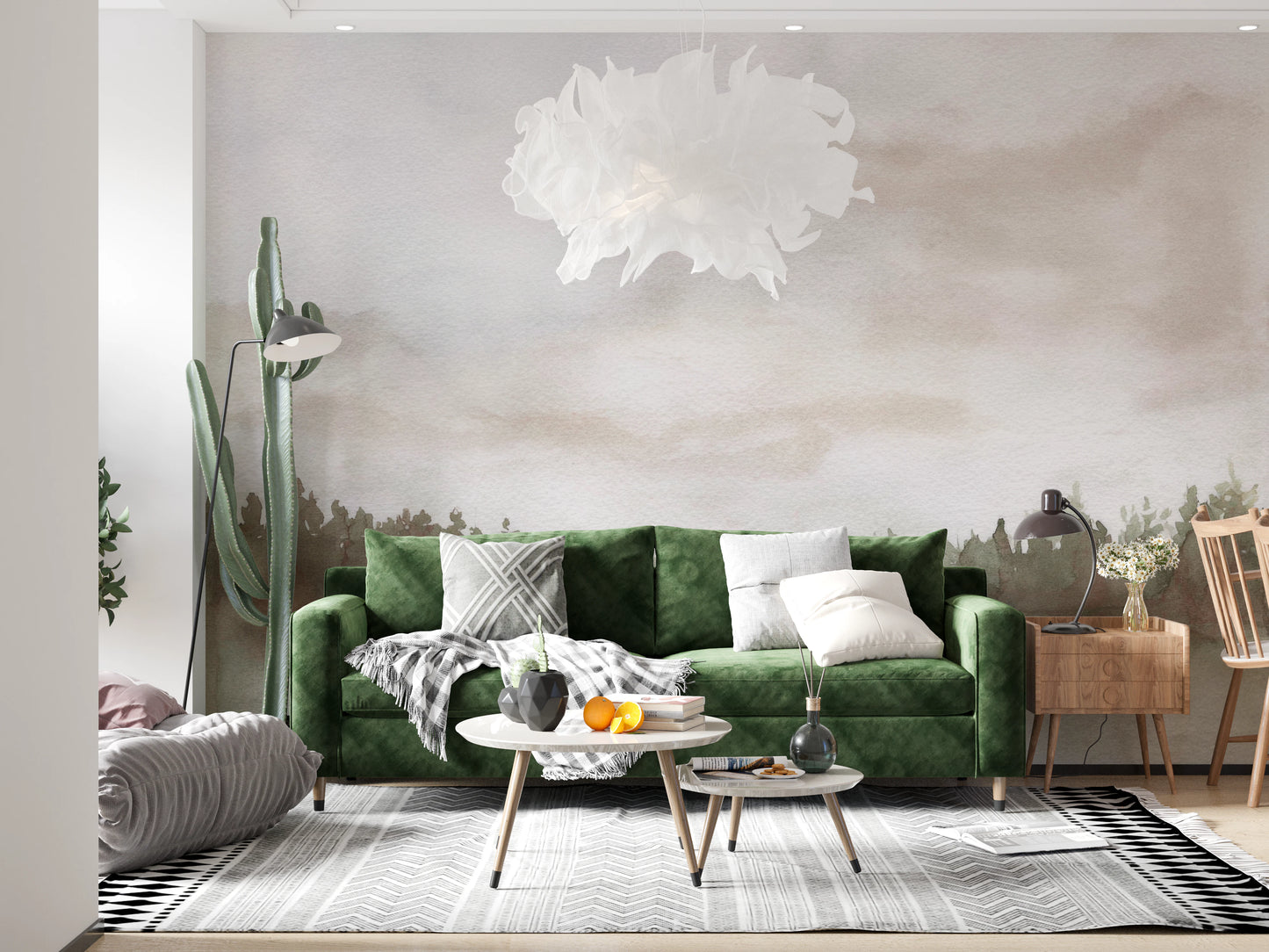 Minimalist Misty Trees  Wall Mural