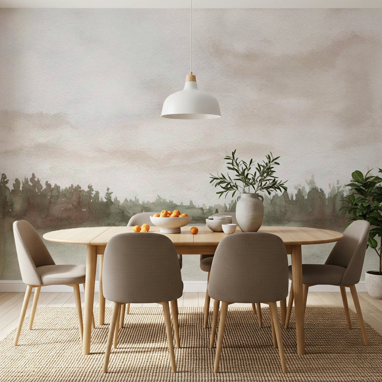 Minimalist Misty Trees  Wall Mural