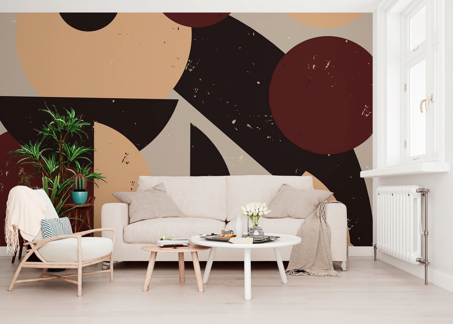 Bold Retro Earthy-toned  Wall Mural