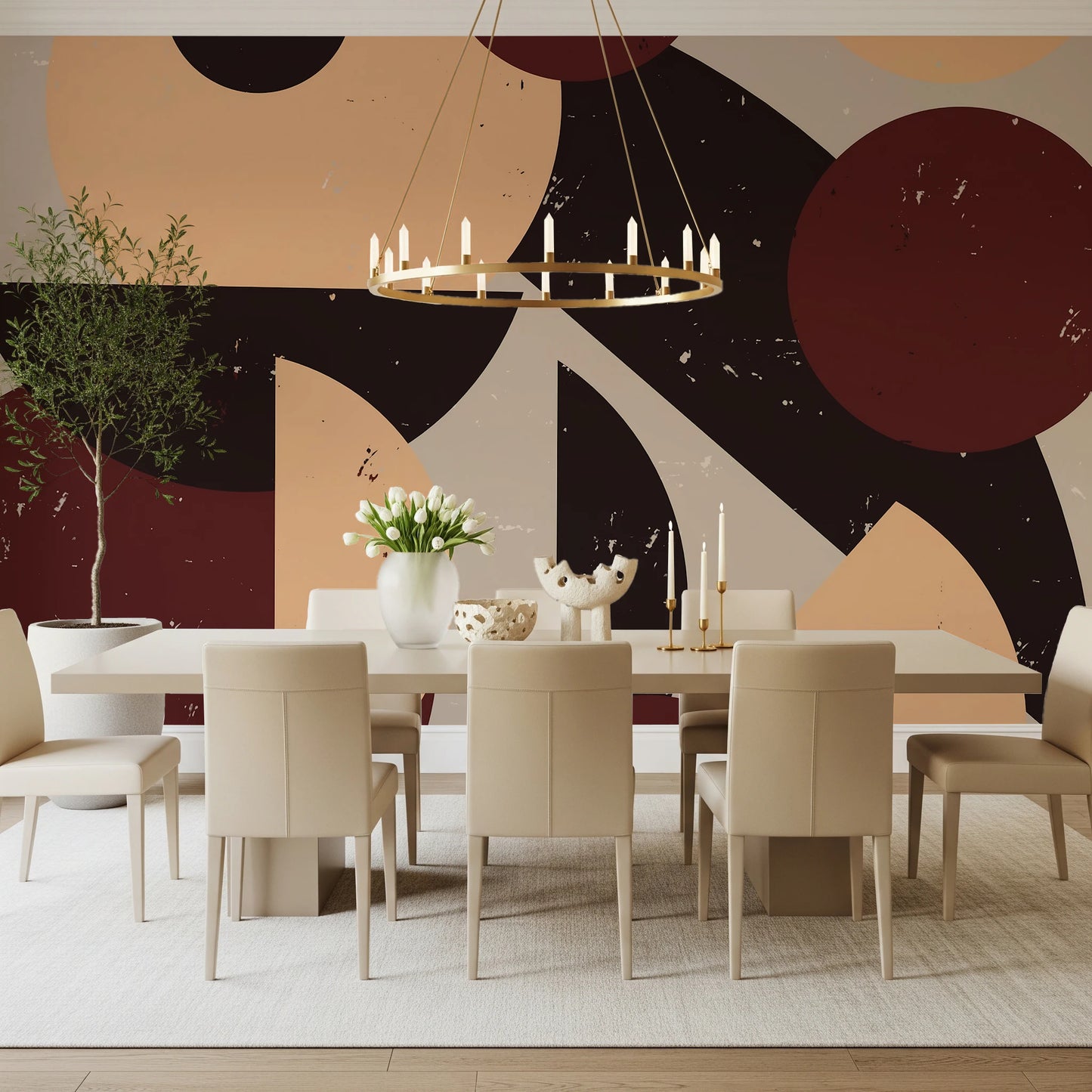 Bold Retro Earthy-toned  Wall Mural