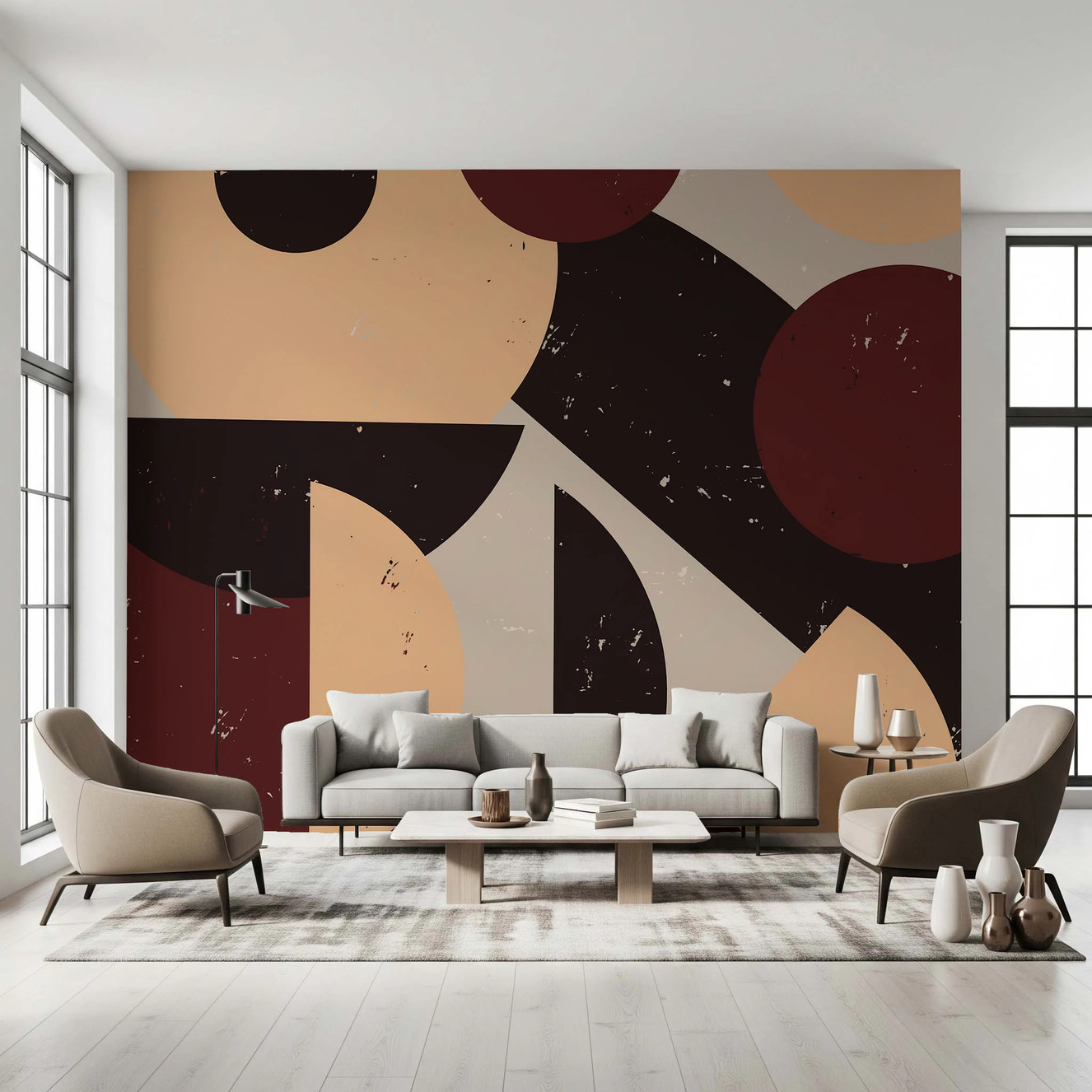 Bold Retro Earthy-toned  Wall Mural
