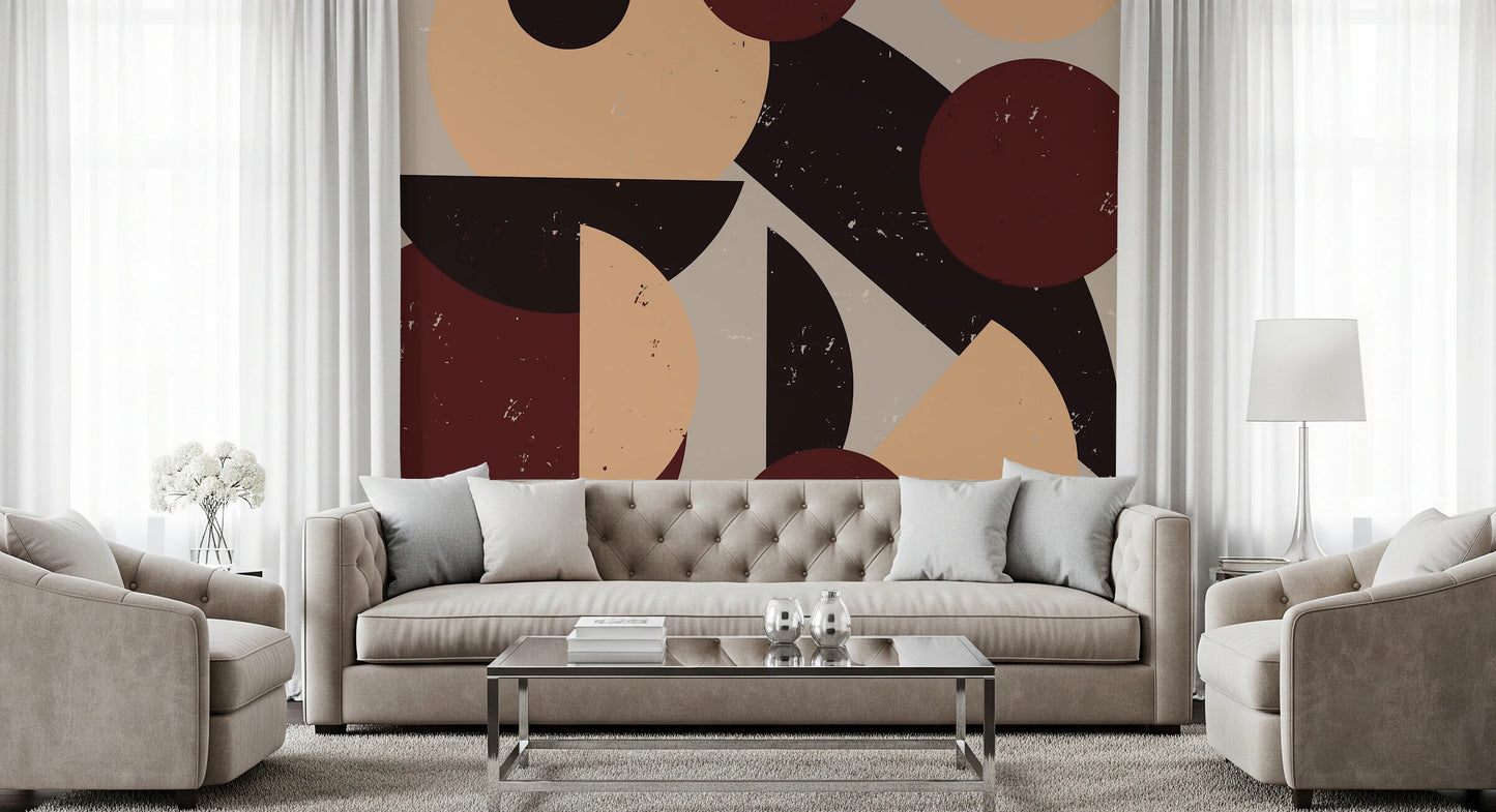Bold Retro Earthy-toned  Wall Mural