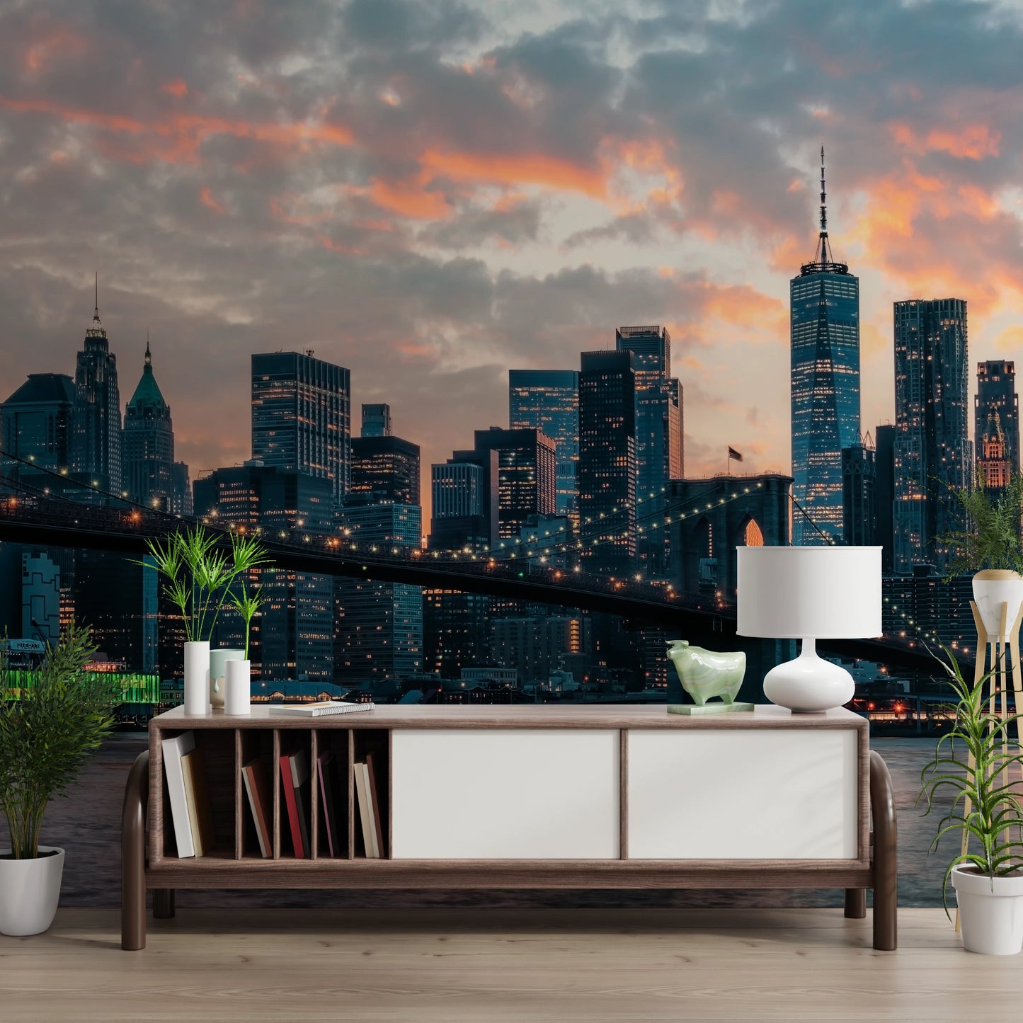 New York In The Evening Wall Mural
