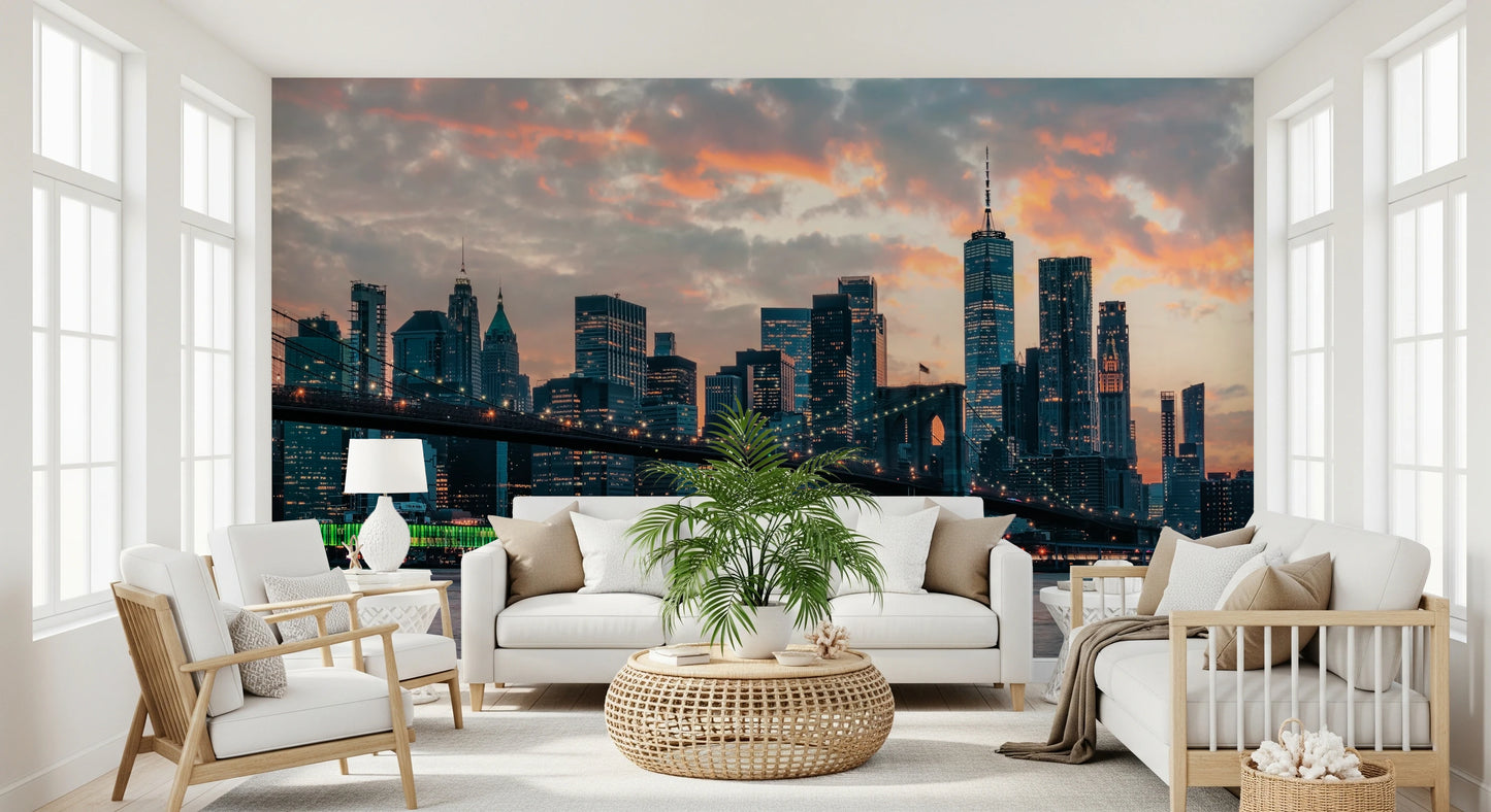 New York In The Evening Wall Mural