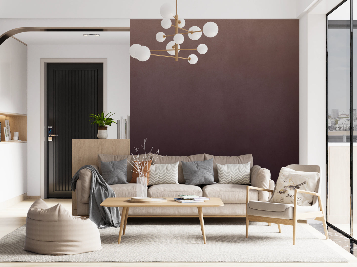Dirty Paper -  Ombre Plum Wall Mural