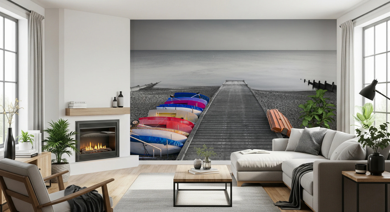Kayaks on Pier Wall Mural