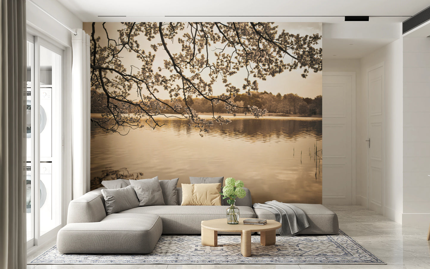 Branches above Lake Wall Mural
