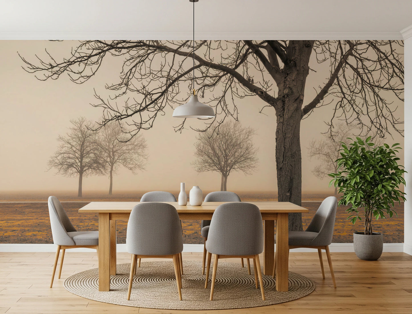 Misty Countryside Wall Mural