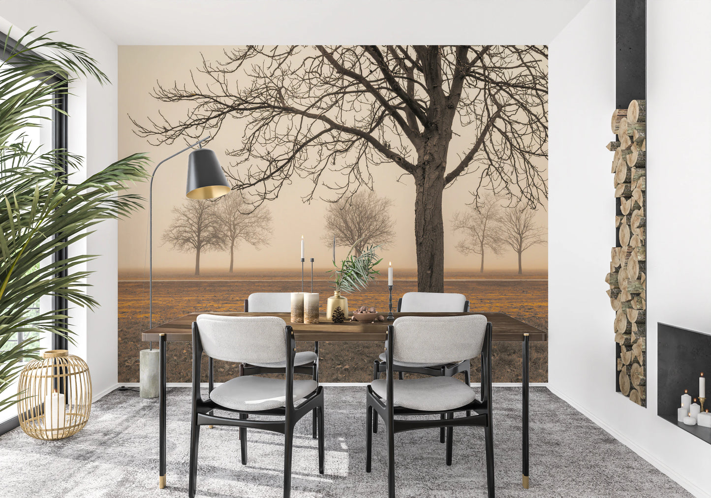 Misty Countryside Wall Mural