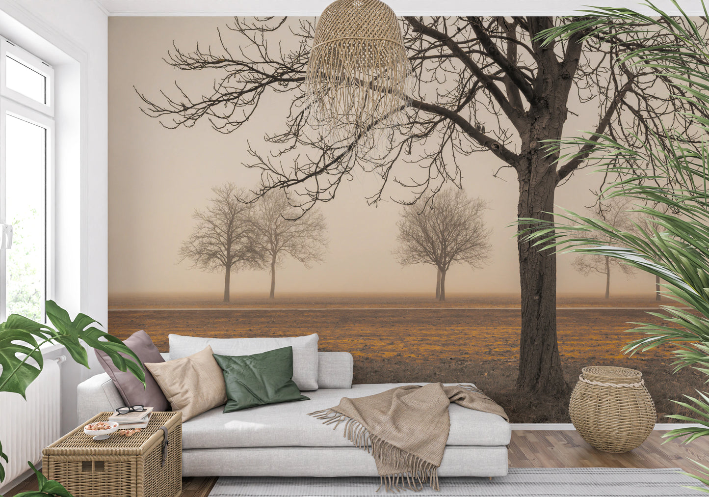 Misty Countryside Wall Mural