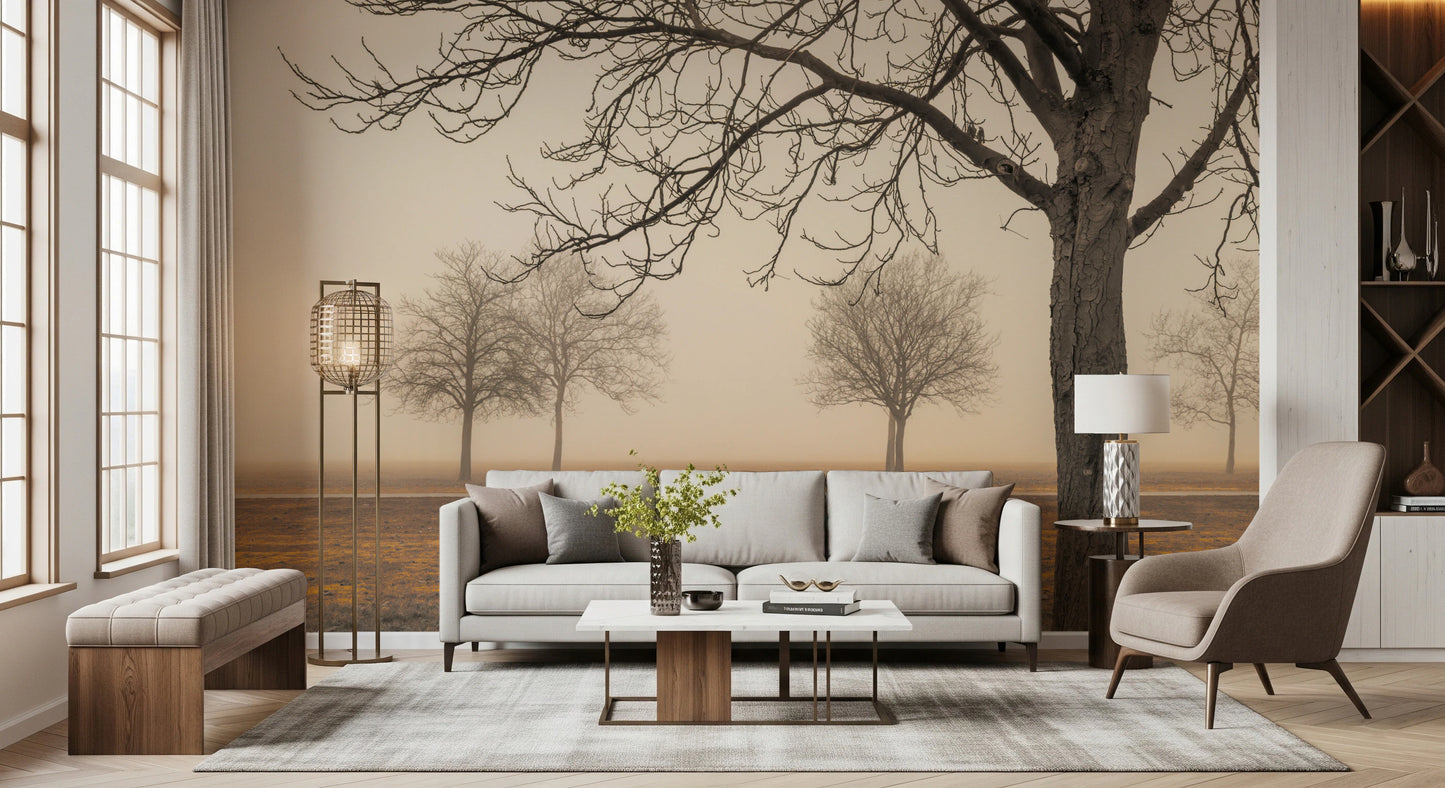 Misty Countryside Wall Mural