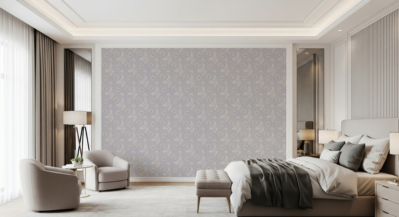 Serene Floral beige Wallpaper⁠