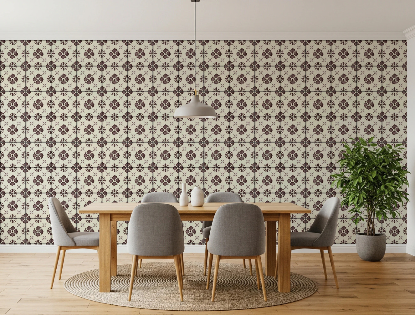 Farmhouse Classic Backsplash Choco Wallpaper⁠